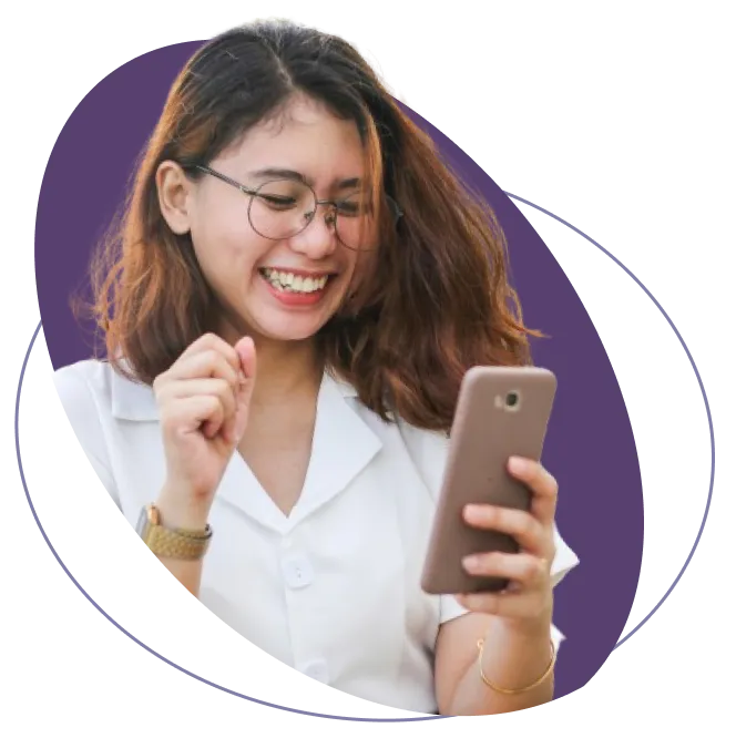 woman holding a phone